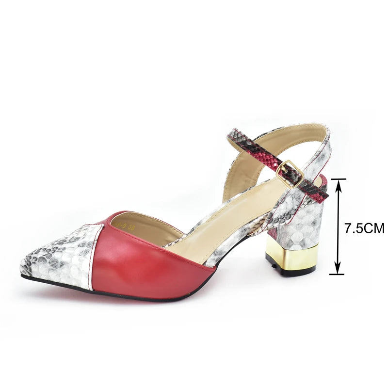 New Design Italian Shoe and Bag Set for Party In Women Ladies Shoes and Sandals Snake Print Heels Wedding Shoes for Women Bride