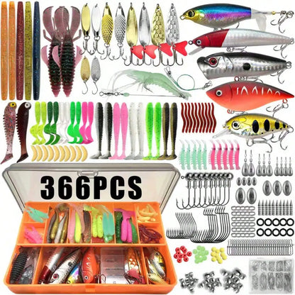 366/149/136/88/86pcs Trout/Perch/Bass Multi-Bait Fishing Tackle Set, Multi-Layer Fishing Gear Professional Equipment Tackle Box, Suitable For All Water Layers, Can Be Used In Freshwater And Saltwater.