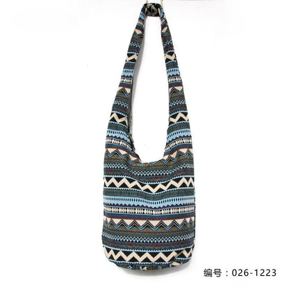 Bohemian Boho Crossbody Bag Women's Bucket Shoulder Bags Ladies Ethnic Canvas Casual Shopping Travel Messenger Bag Hippie Tote