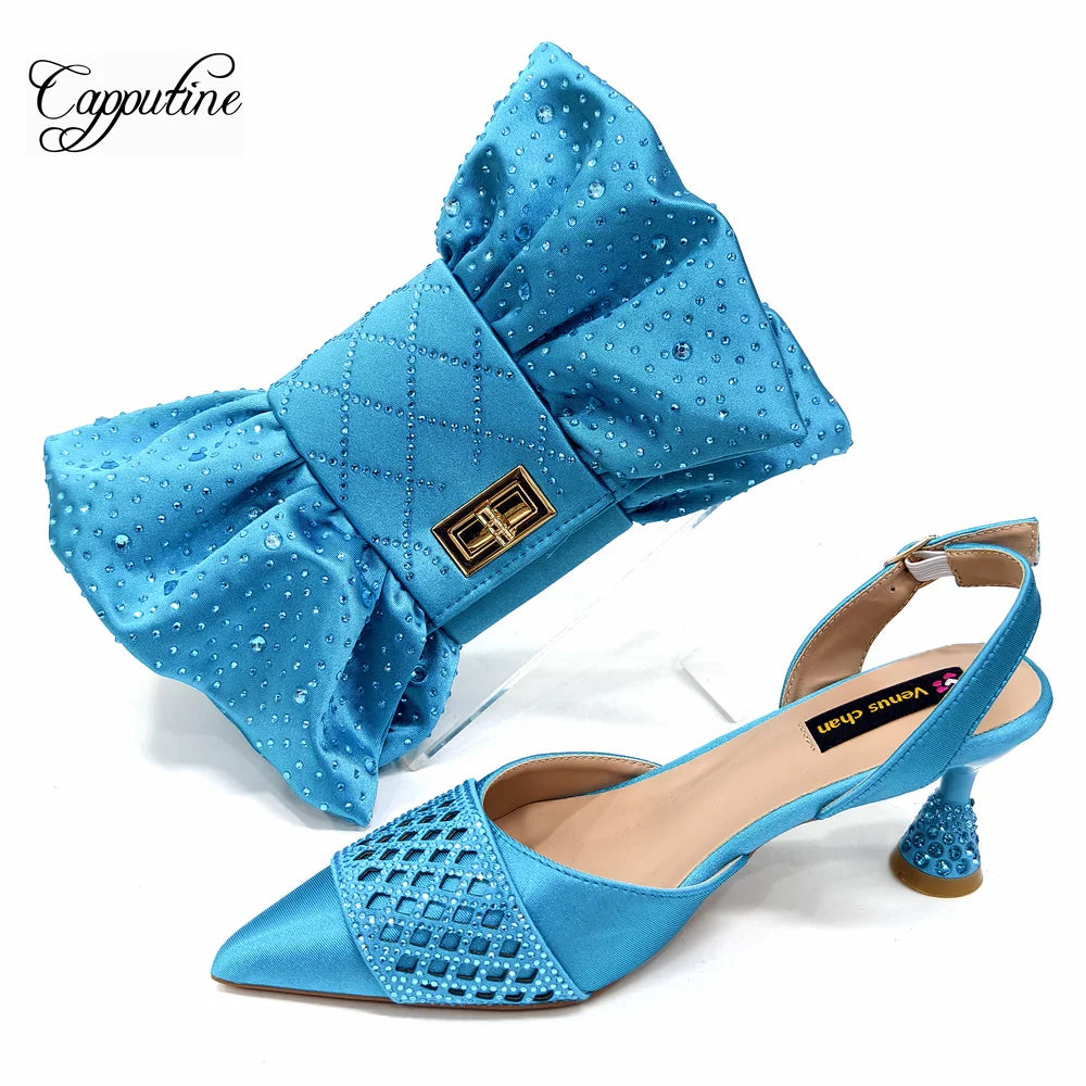 Fuchsia Women Shoes And Bag Set African Ladies Pumps Match With Handbag Sandals Clutch Fashion Escarpins Femmes Sandales CR838