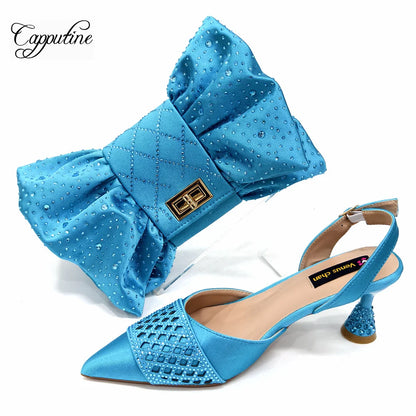 Fuchsia Women Shoes And Bag Set African Ladies Pumps Match With Handbag Sandals Clutch Fashion Escarpins Femmes Sandales CR838