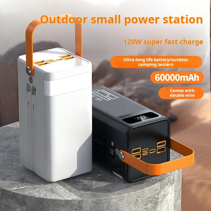 Portable Power Bank 30000mAh 60000mAh 120W Fast Charging Emergency Power Station with LED Charger for Home Camping And Phone