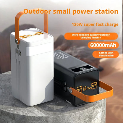 Portable Power Bank 30000mAh 60000mAh 120W Fast Charging Emergency Power Station with LED Charger for Home Camping And Phone