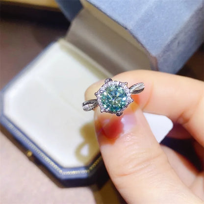 100% Original Certified 18K platinum PT950 Royal Manor 2 Carat Green Moissanite Ring Diamond Ring Comes with Certificate
