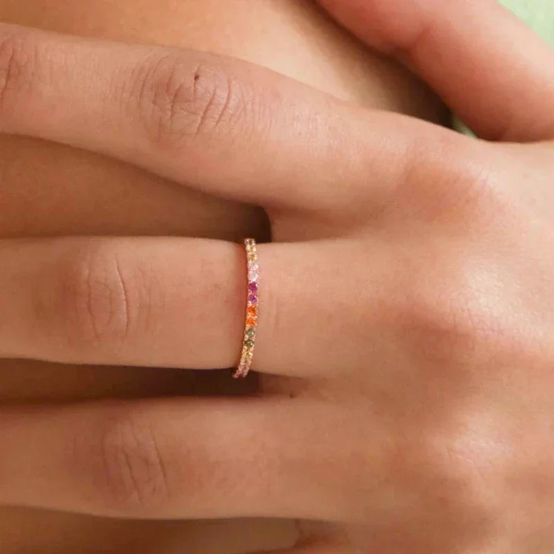 24K Gold Plated Colorful Crystal Gold Rings Turquoise Engagement Wedding Anniversary Ring Light Luxury Fashion Jewelry Gifts A40