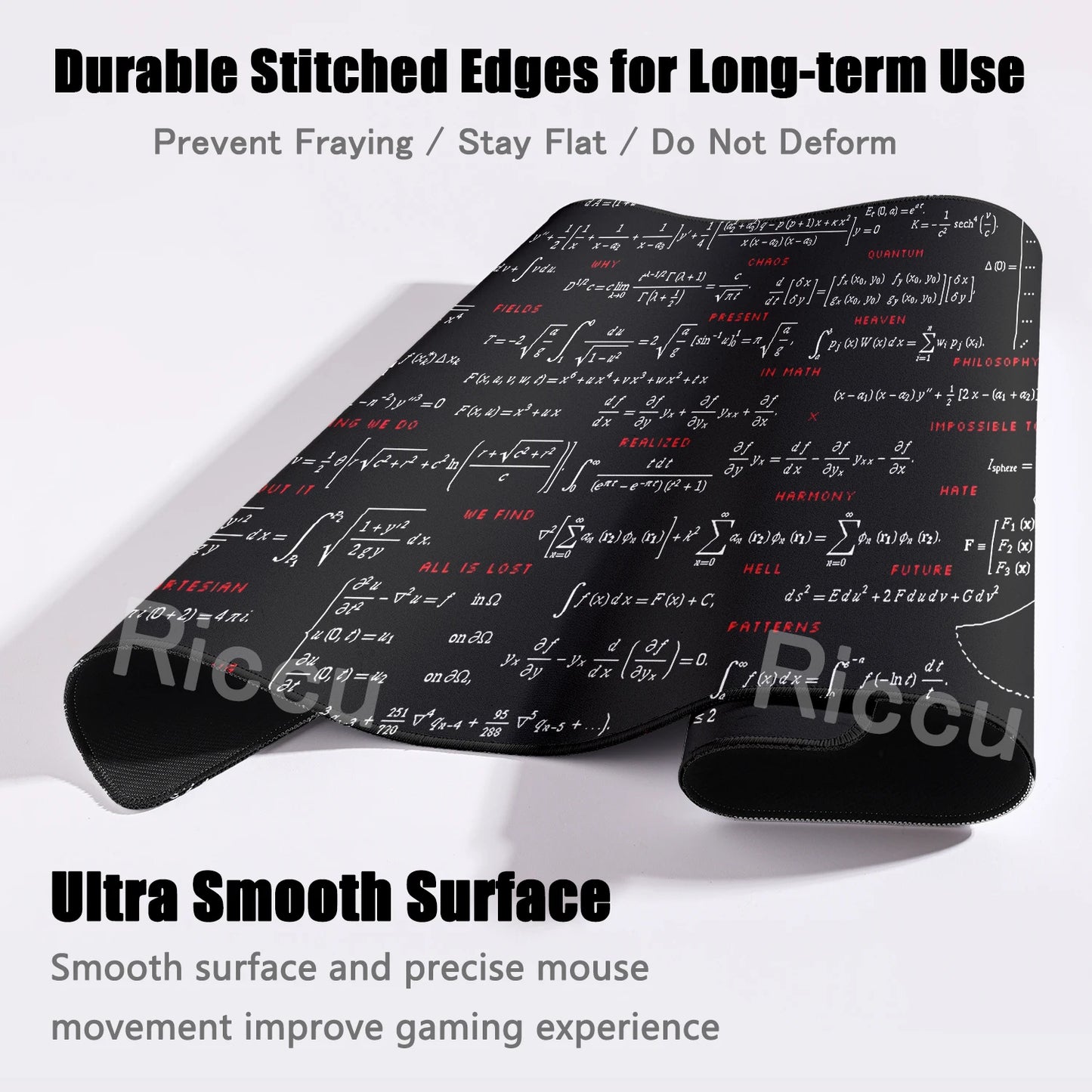 Formula Science Mousepad XXL Black Desk Mats MousePads Keyboard Pad Geometric Math Formula Gamer Anti-slip PC Extended Table Mat