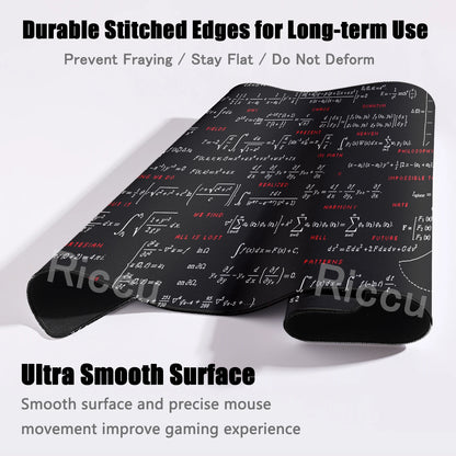 Formula Science Mousepad XXL Black Desk Mats MousePads Keyboard Pad Geometric Math Formula Gamer Anti-slip PC Extended Table Mat