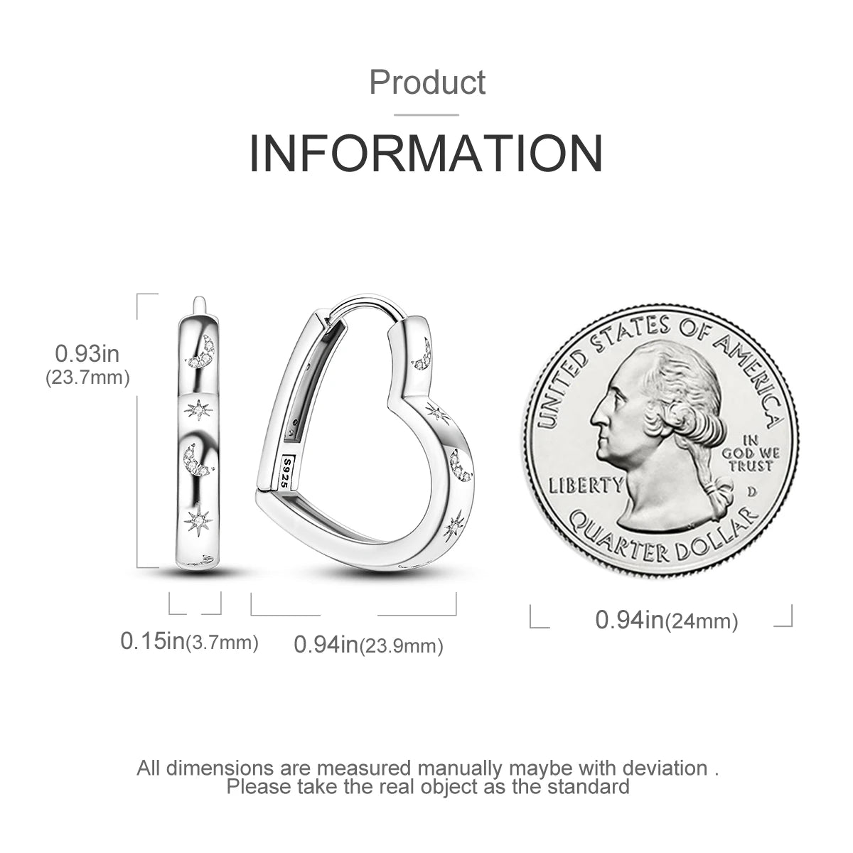 925 Sterling Silver Star Moon Heart Shape Earrings Jewelry Versatile Hoop Earrings For Women Jewelry Fine Birthday Party Gifts