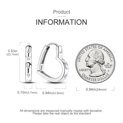 925 Sterling Silver Star Moon Heart Shape Earrings Jewelry Versatile Hoop Earrings For Women Jewelry Fine Birthday Party Gifts