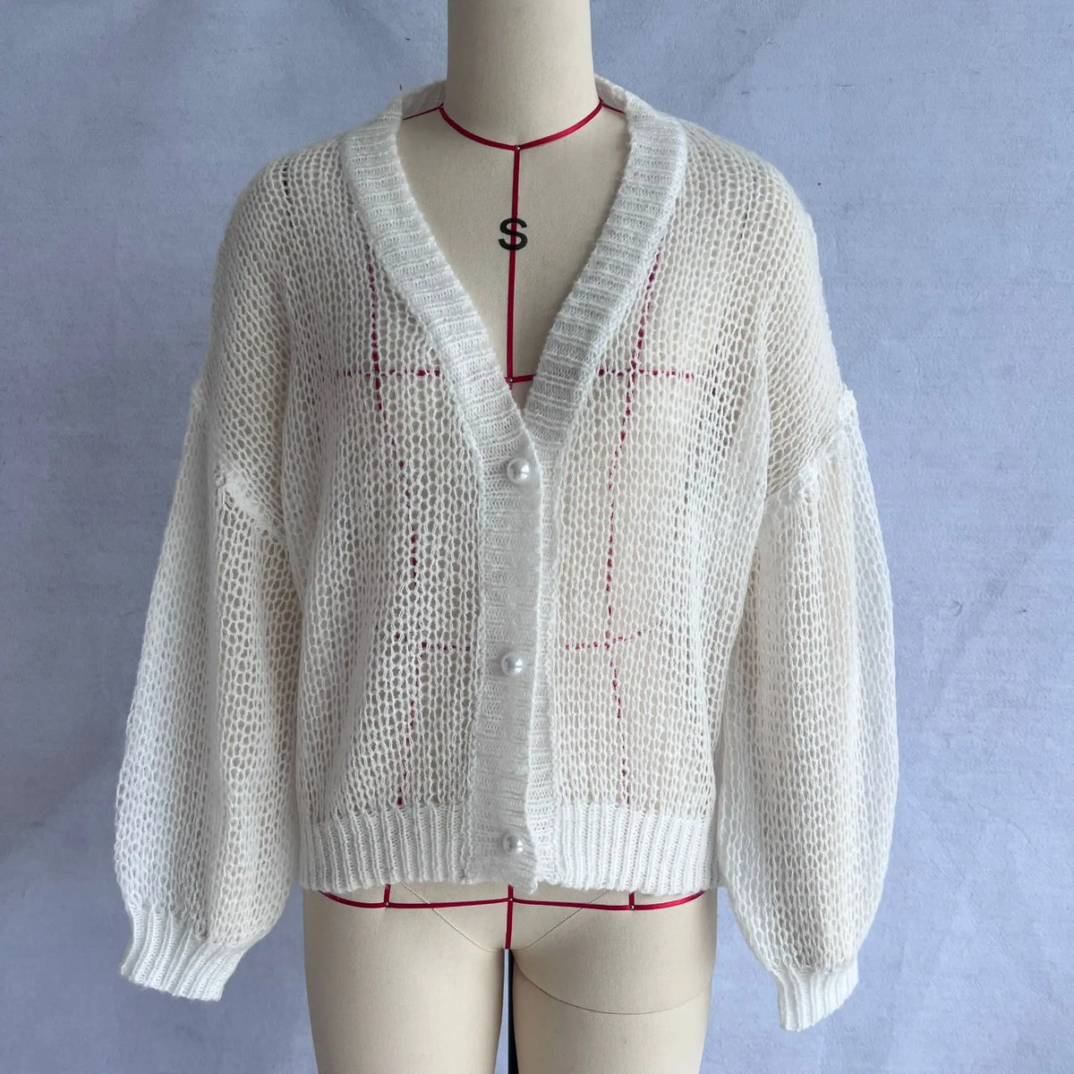Women Knitting Cardigan 2026 New Women Mohair Knit Cardigan Hollow Out Sheer Long Sleeve Casual Knitted Outerwear Sweater