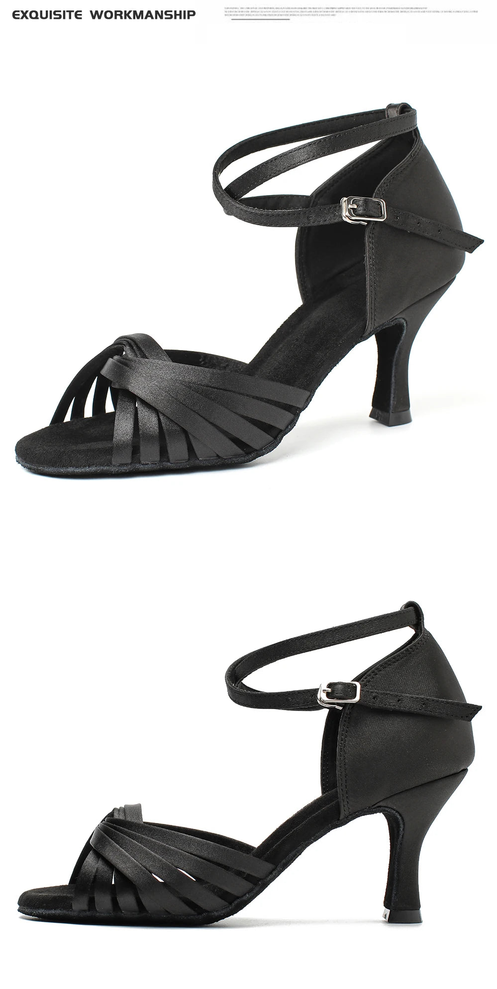 CIDIPAI Black Silk Satin Latin Dance Shoes For Women Latex Soft Soled Ballroom Tango Salsa Dance Shoes Indoor Party Shoes