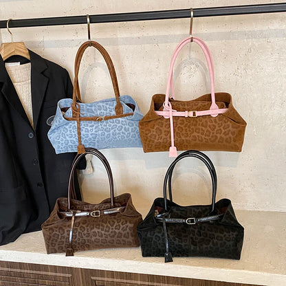 Fashionable Leopard PU Leather Shoulder Bags for Women 2026 Luxury Designer Brand Trend Tote Bag Females Short Handle Handbags