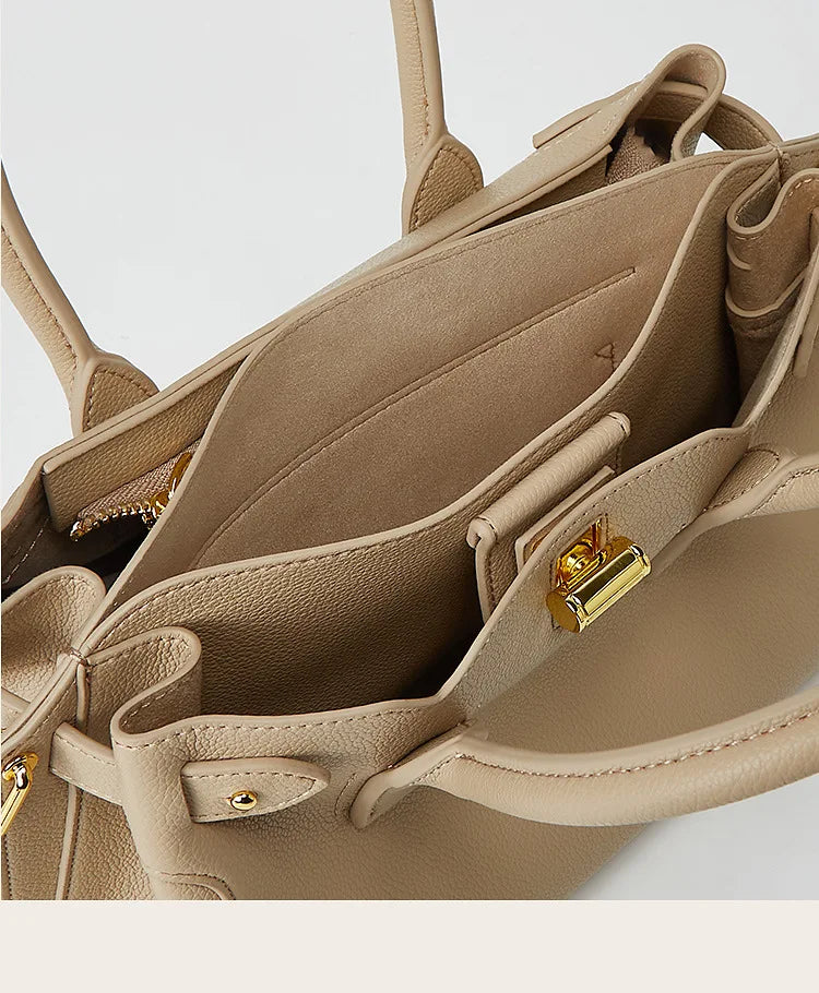 Fashion Beige High Quality PU Leather Bags Women Shoulder Bag Ladies Luxury Tote Strap Female Crossbody Handbag