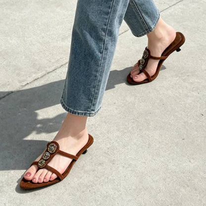 Women Crystal Clip Toe Slippers Pointed Toe Luxury Heels Shoes Dress Woman Sandals Party Trend Flip Flops New Cozy Female Slides