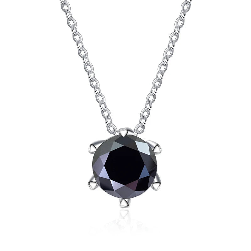JoyceJelly 1CT VVS D Moissanite Necklace For Women Six Prong Simulated Diamond Pendant 925 Sterling Silver Wedding Fine Jewelry