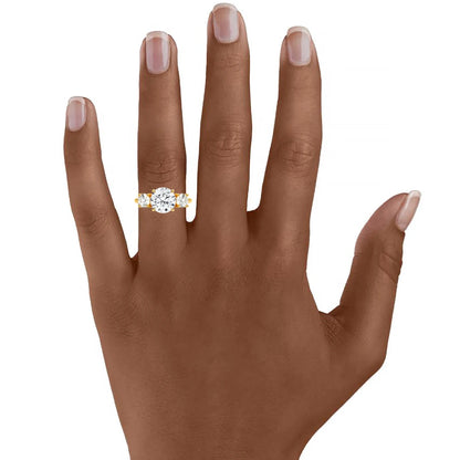 3 Stone D Color Moissanite Diamond Ring 14K Gold Engagement Wedding Au585 Hollow Elegant Finger Rings for Women Fine Jewelry