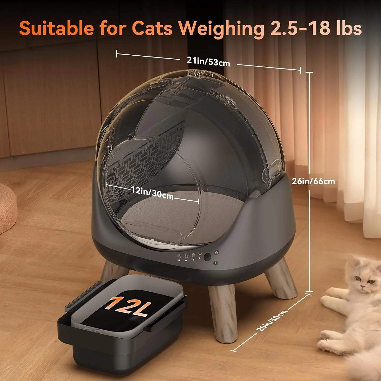 G1 Automatic Self-Cleaning Cat Litter Box,Smart APP Control & Health Monitoring,for Multiple Cats, Custom
