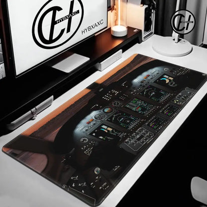 Plane Instrument Panel Mousepad HD Airplane Speedometer Mouse Pads XXL Non-slip Rubber Desk Mat Pc Gamer Deskmat Cockpit Playmat