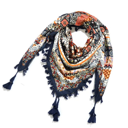 Scarf Winter Women Ladies Bohemian Print Shawl Russian Ethnic Wraps Tassel Scarves Bufanda Mujer Foulard Femme Square