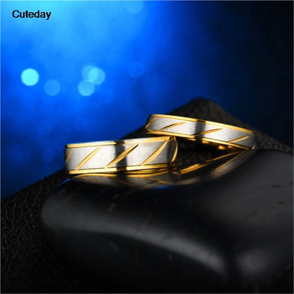 Unique Wave Pattern Couple Rings For Men Women High Quality Stainless Steel Ring Engagement Wedding Rings Jewelry Drop Shipping