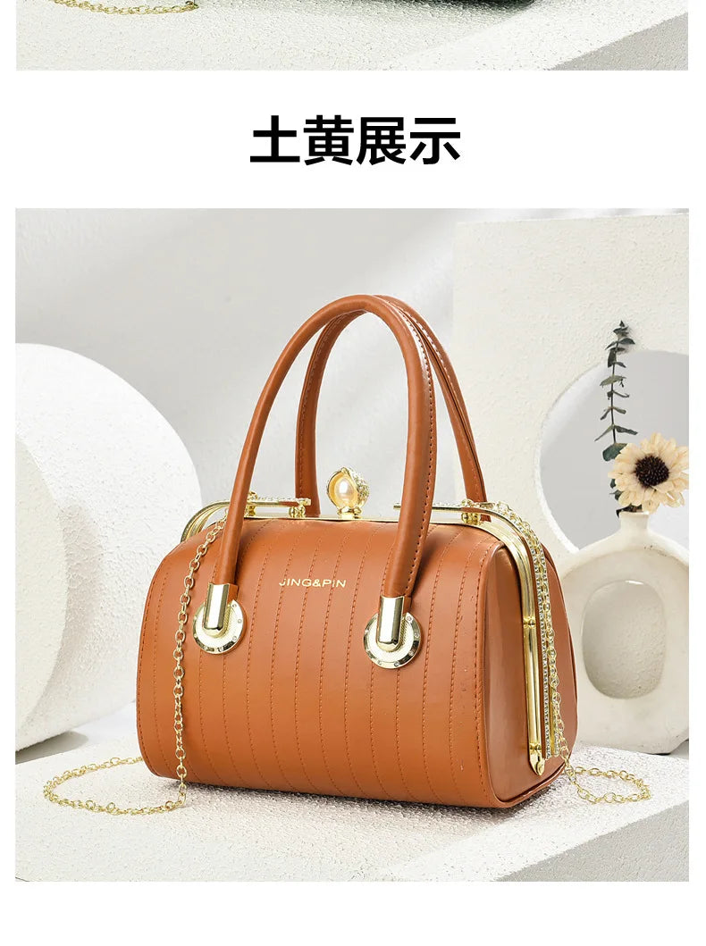 Fashionable Versatile High-End Texture Chain Handbag Shoulder Crossbody Bag for Women Summer New Arrival Boston Pillow Bag