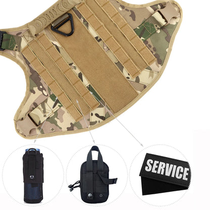 Dog Harness for Large Dogs Leash Collar Molle Pouch Military Harnesses French Bulldog Pet Tactical Training Vest Dog Accessories