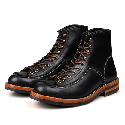 Hand Sewn High Top Men's Shoes with Trendy Lightweight Soles for Outdoor Work Boots