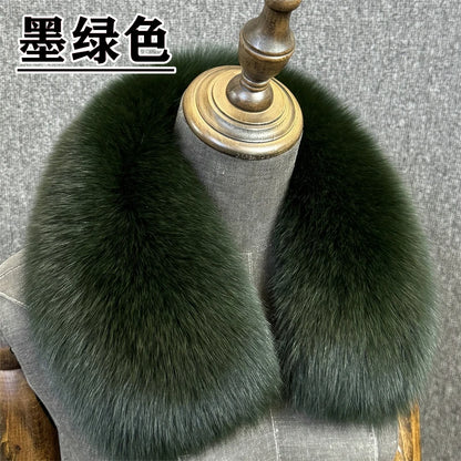 Natural Fox Fur Collar Removable Real Fur Square Collar for Coat Fashion Accessory for Women down Jacket Large Scarf Scarves