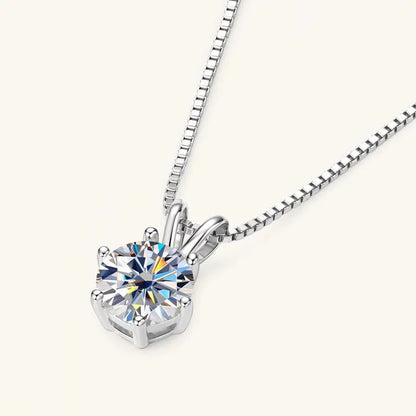 TY 1ct Moissanite Pendant Necklaces S925 Sterling Silver Solitaire Necklace Chains For Women Fine Jewellry Gifts