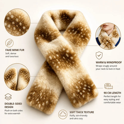 Fashion Fake Mink Fur Cross Scarf Double-sided Thick Warm Neck Warmer Solid Soft Neck Scarf Winter Accessory