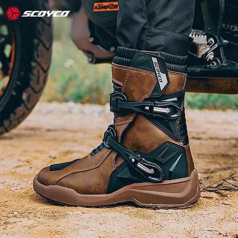 SCOYCO Motorcycle Boots for Men ATV Motorcross Dirt Blike Riding Bike Boots Waterproof Boot Protective Boots Above Ankle Boots