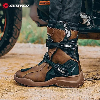 SCOYCO Motorcycle Boots for Men ATV Motorcross Dirt Blike Riding Bike Boots Waterproof Boot Protective Boots Above Ankle Boots
