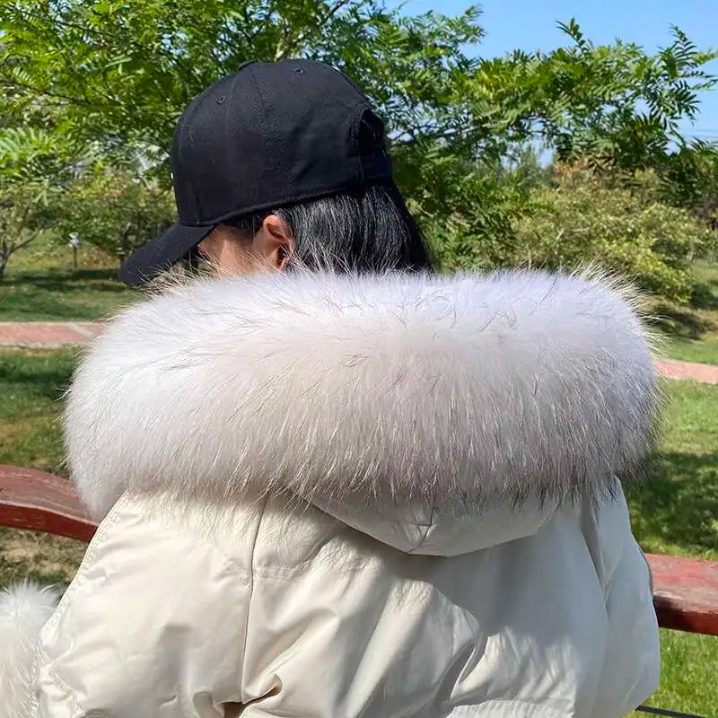 2025 Winter Raccoon Fur Collar Women Men Luxury Natural Fur Hood Trim Decors For Coat Jacket  Genuine Real Fur Shawls Scarves