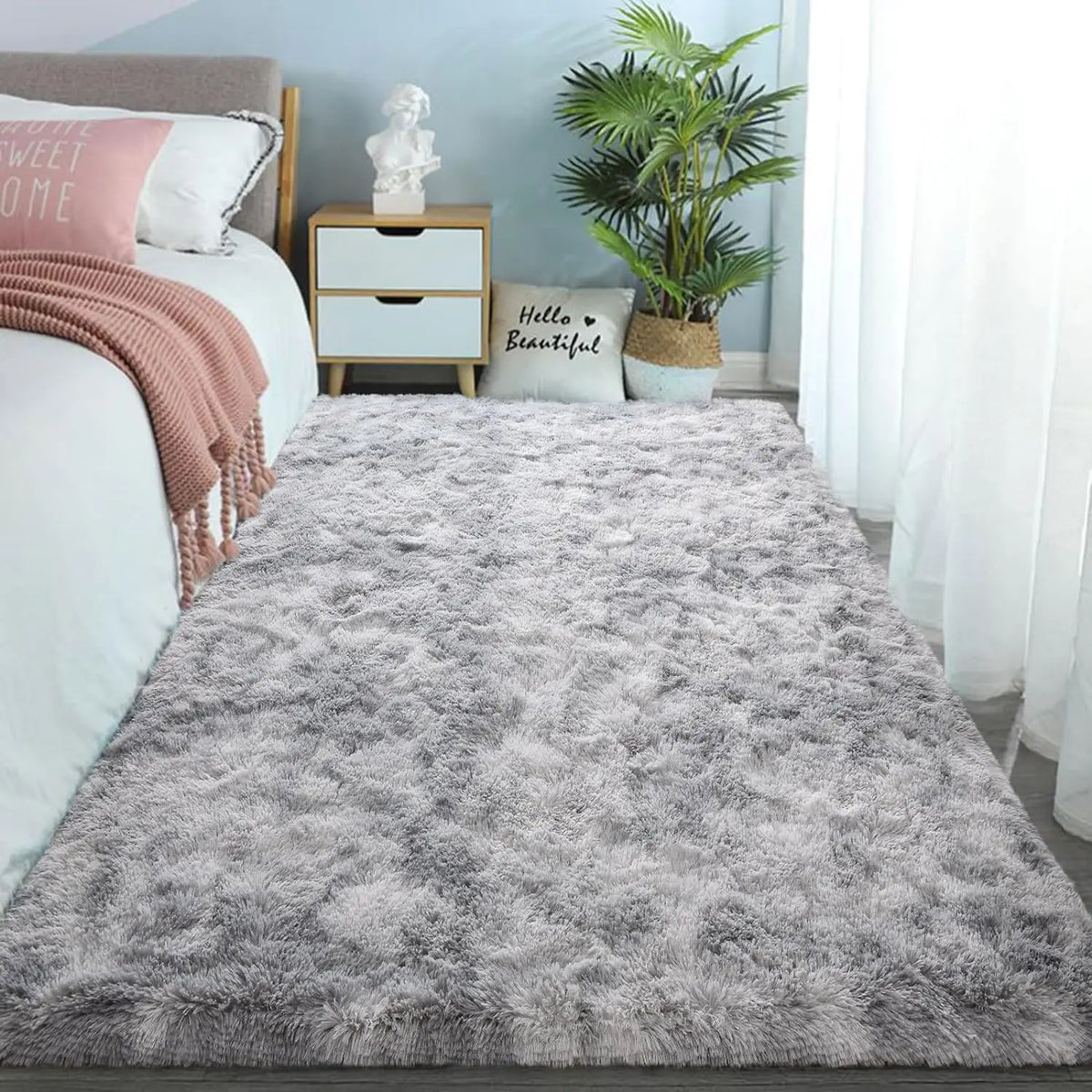 Tie-dye Soft Runner Rugs for Bedroom Living Room Plush Fluffy Mat Shag Furry Area Carpet Anti-Slip for Girls Room Home Decorat