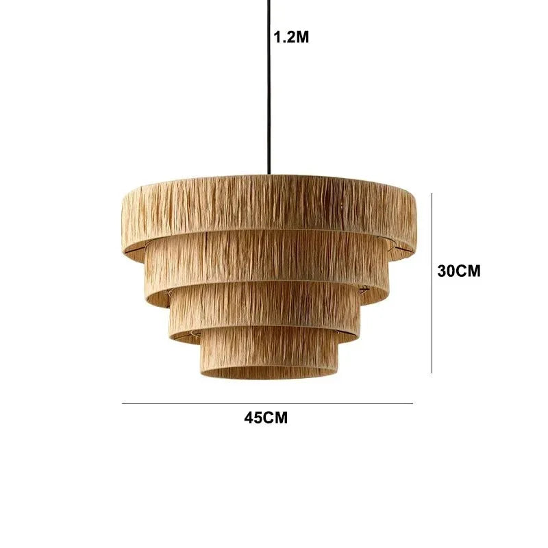 Golden Editions Designer Chandelier woven Rattan Straw Pendant Lights large Rattan lighting suspension wabi sabi Restaurant lamp