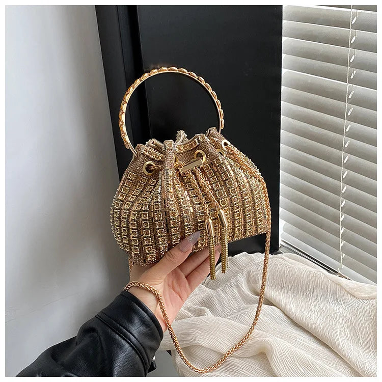luxury Designer purses and handbags bags for women bucket clutch purse evening banquet bag Crystal rhinestone shoulder bag