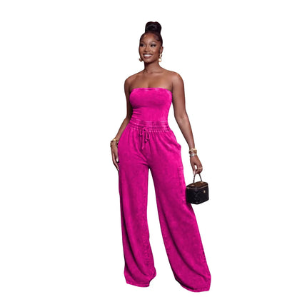 Jumpsuits Women One Piece Sleeveless Strapless Overalls Long Pants Elastic Waist Rompers Y2k Streetwear Jumpsuit Work 2026