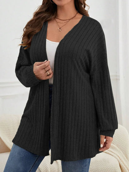 Autumn and Winter  Plus Size Women's 1XL-5XL Solid Color Loose Cardigan Top Women's Long Sleeved Knitted Jacket