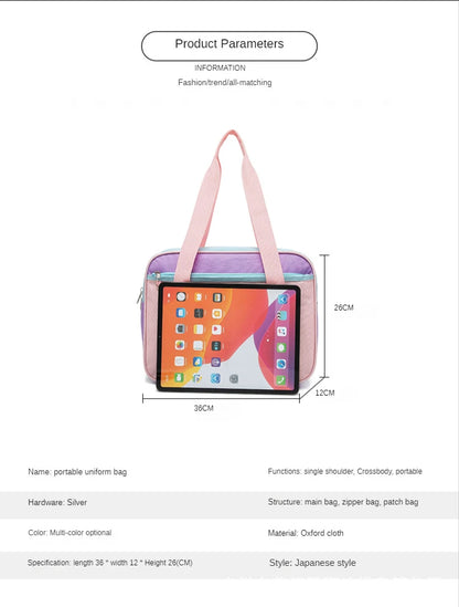 Japanese Preppy Style  Pink Uniform Shoulder School Bags for Women Girls Canvas Large Capacity Casual Luggage Handbags Totes