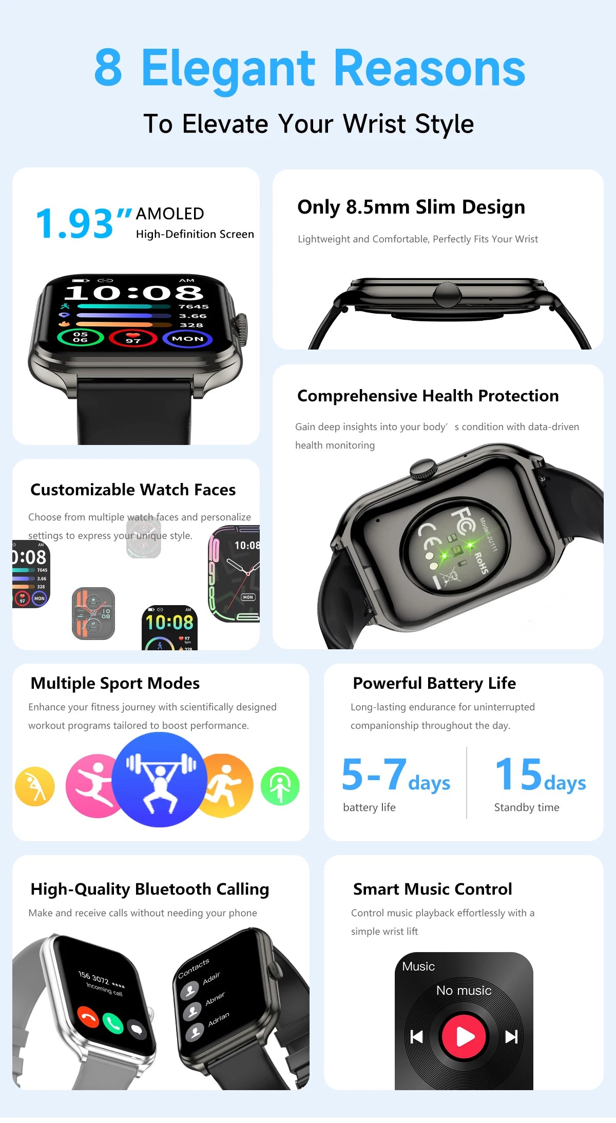 2026 new ultra-thin outdoor sports smartwatch, wirelesscommunication,suitable for men's and women'ssports,stepcounting,best gift