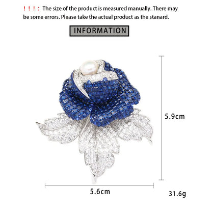 Heavy Industry Luxury Full Diamond Crystal Rose Brooches Fashion Flower Broche Coat Suit Exquisite Accessories Pins for Women