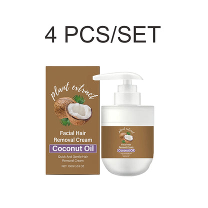 Coconut Oil Hair Removal Cream Face Fast Hair Remover Painless Nourishing Smooth Skin  Gentle Formula Non Greasy Dry Skin 100g