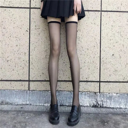 2026 Women Suspender Wide-banded Velvet Tights Lolita Thigh High Stockings with Cross Y2K JK Cosplay Over The Knee Sockings