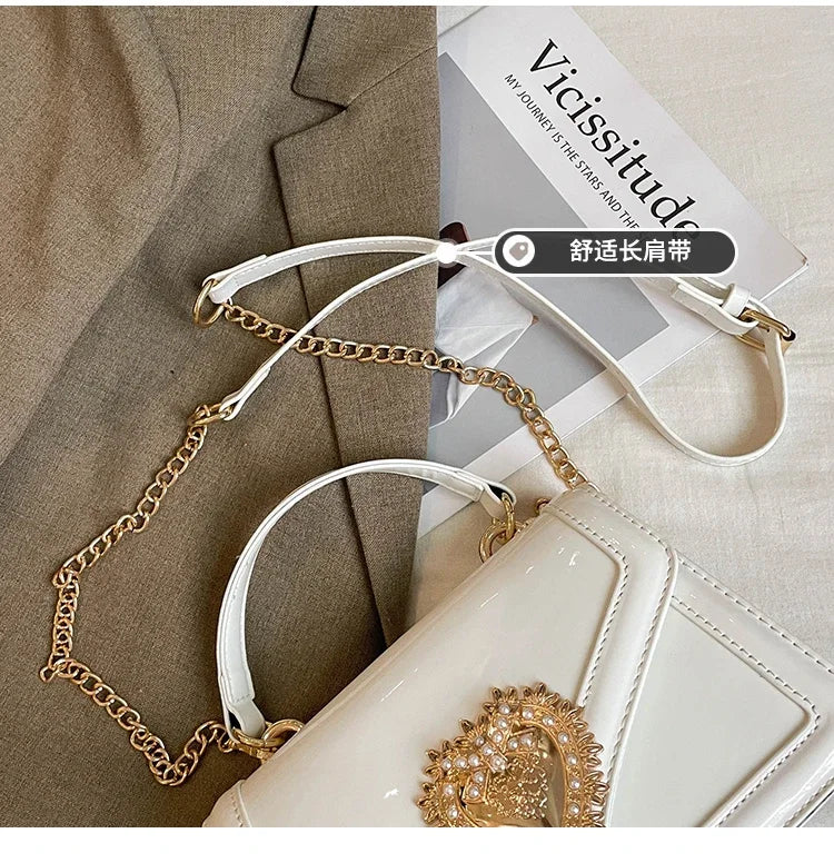 Light Luxury Burgundy Handbags for Women Trendy Versatile Buckle Flip Shoulder Bags Female Casual Commuting Chain Crossbody Bag