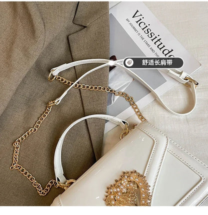 Light Luxury Burgundy Handbags for Women Trendy Versatile Buckle Flip Shoulder Bags Female Casual Commuting Chain Crossbody Bag