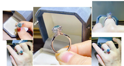 100% Original Certified 18K platinum PT950 Royal Manor 2 Carat Green Moissanite Ring Diamond Ring Comes with Certificate