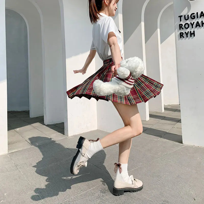 Japanese Bow Tie Skirt Set Student Pleated Skirt Jk Uniform Korean School Sexy Girl Preppy Style Seifuku Japanese School Uniform