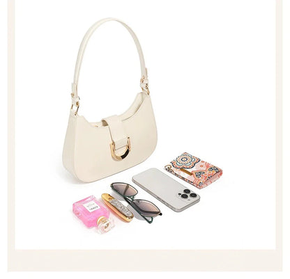 Elegant PU Crescent Shoulder Bags for Women 2025 Luxury Designer Crossbody Purse Underarm Ladies Handbags