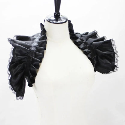 Unisex Vintage Victorian Ruffled Shrug Shawl Gothic Fake Collar Shoulder Wrap Capelet Costume Jabot Cosplay Accessories