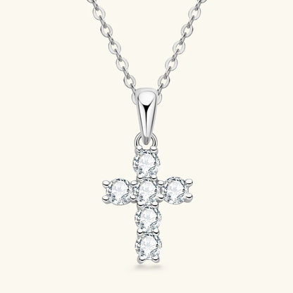 OXTAO 3mm D Moissanite Cross Pendant Necklace for Women Anniversary Gift Fine Jewelry 14K Gold Filled Charm Statement Necklace